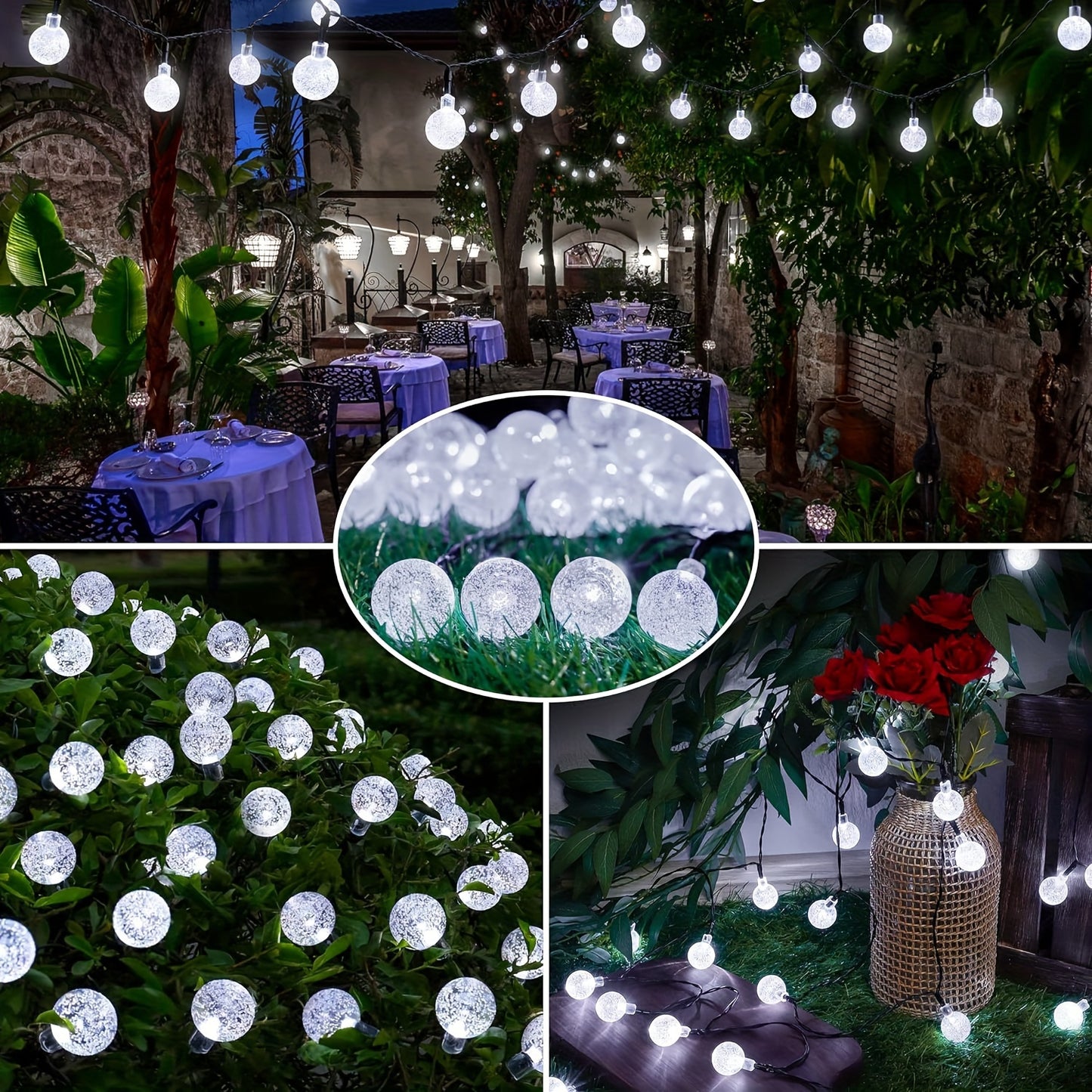 20/50/100 LED Large Light Bulb, Solar Light String For Garden, Camping, Party, Independence Day, Christmas, Wedding, Ball, Birthday